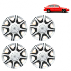 Premium Quality Car Full Wheel Cover Caps Clip Type 12 Inches (Nike A) (Double Colour Silver-Black) For Accent Viva