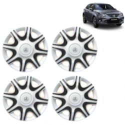 Premium Quality Car Full Wheel Cover Caps Clip Type 12 Inches (Nike A) (Double Colour Silver-Black) For Baleno New Model