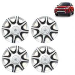 Premium Quality Car Full Wheel Cover Caps Clip Type 12 Inches (Nike A) (Double Colour Silver-Black) For Brezza