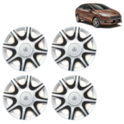 Premium Quality Car Full Wheel Cover Caps Clip Type 12 Inches (Nike A) (Double Colour Silver-Black) For Fiesta