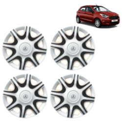 Premium Quality Car Full Wheel Cover Caps Clip Type 12 Inches (Nike A) (Double Colour Silver-Black) For Figo