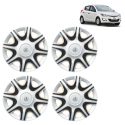 Premium Quality Car Full Wheel Cover Caps Clip Type 12 Inches (Nike A) (Double Colour Silver-Black) For i20