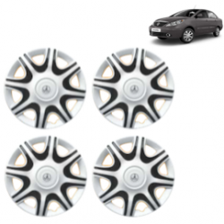 Premium Quality Car Full Wheel Cover Caps Clip Type 12 Inches (Nike A) (Double Colour Silver-Black) For Indigo Manza