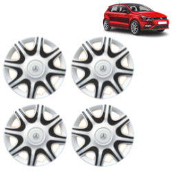 Premium Quality Car Full Wheel Cover Caps Clip Type 12 Inches (Nike A) (Double Colour Silver-Black) For Polo