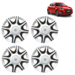 Premium Quality Car Full Wheel Cover Caps Clip Type 12 Inches (Nike A) (Double Colour Silver-Black) For Swift New