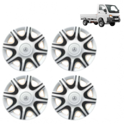 Premium Quality Car Full Wheel Cover Caps Clip Type 12 Inches (Nike A) (Double Colour Silver-Black) For Tata Ace