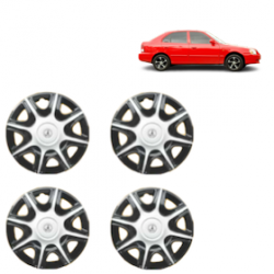 Premium Quality Car Full Wheel Cover Caps Clip Type 12 Inches (Nike B) (Double Colour Silver-Black) For Accent Viva