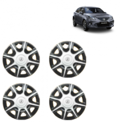 Premium Quality Car Full Wheel Cover Caps Clip Type 12 Inches (Nike B) (Double Colour Silver-Black) For Baleno New Model