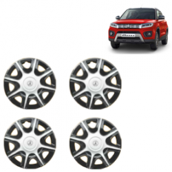 Premium Quality Car Full Wheel Cover Caps Clip Type 12 Inches (Nike B) (Double Colour Silver-Black) For Brezza