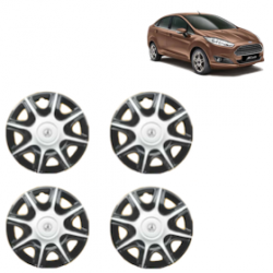 Premium Quality Car Full Wheel Cover Caps Clip Type 12 Inches (Nike B) (Double Colour Silver-Black) For Fiesta