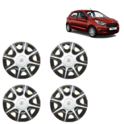 Premium Quality Car Full Wheel Cover Caps Clip Type 12 Inches (Nike B) (Double Colour Silver-Black) For Figo