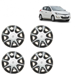Premium Quality Car Full Wheel Cover Caps Clip Type 12 Inches (Nike B) (Double Colour Silver-Black) For i20