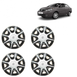Premium Quality Car Full Wheel Cover Caps Clip Type 12 Inches (Nike B) (Double Colour Silver-Black) For Indigo Manza