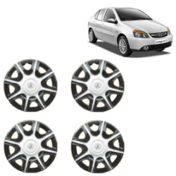 Premium Quality Car Full Wheel Cover Caps Clip Type 12 Inches (Nike B) (Double Colour Silver-Black) For Indigo New Model
