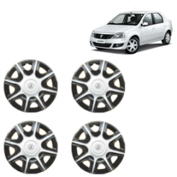 Premium Quality Car Full Wheel Cover Caps Clip Type 12 Inches (Nike B) (Double Colour Silver-Black) For Logan