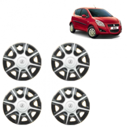 Premium Quality Car Full Wheel Cover Caps Clip Type 12 Inches (Nike B) (Double Colour Silver-Black) For Ritz