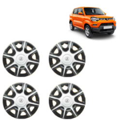 Premium Quality Car Full Wheel Cover Caps Clip Type 12 Inches (Nike B) (Double Colour Silver-Black) For S-Presso