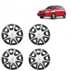 Premium Quality Car Full Wheel Cover Caps Clip Type 12 Inches (Nike B) (Double Colour Silver-Black) For Zen
