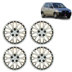 Premium Quality Car Full Wheel Cover Caps Clip Type 12 Inches (Phoenix) (Double Colour Silver-Black) For Alto
