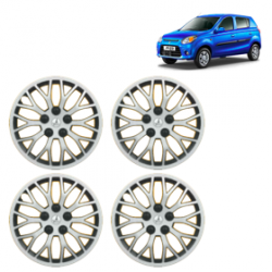 Premium Quality Car Full Wheel Cover Caps Clip Type 12 Inches (Phoenix) (Double Colour Silver-Black) For Alto 800