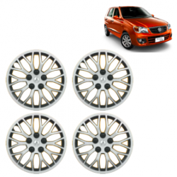 Premium Quality Car Full Wheel Cover Caps Clip Type 12 Inches (Phoenix) (Double Colour Silver-Black) For Alto K-10