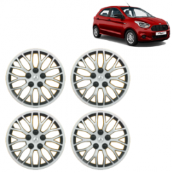 Premium Quality Car Full Wheel Cover Caps Clip Type 12 Inches (Phoenix) (Double Colour Silver-Black) For Figo