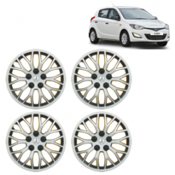 Premium Quality Car Full Wheel Cover Caps Clip Type 12 Inches (Phoenix) (Double Colour Silver-Black) For i20