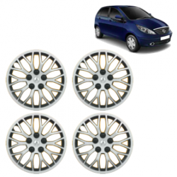 Premium Quality Car Full Wheel Cover Caps Clip Type 12 Inches (Phoenix) (Double Colour Silver-Black) For Indica Vista New