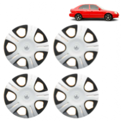 Premium Quality Car Full Wheel Cover Caps Clip Type 12 Inches (Pirus) (Double Colour Silver-Black) For Accent Viva