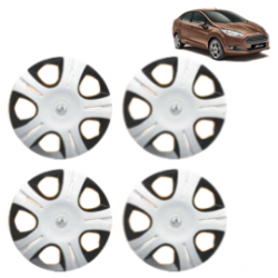 Premium Quality Car Full Wheel Cover Caps Clip Type 12 Inches (Pirus) (Double Colour Silver-Black) For Fiesta
