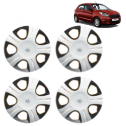 Premium Quality Car Full Wheel Cover Caps Clip Type 12 Inches (Pirus) (Double Colour Silver-Black) For Figo