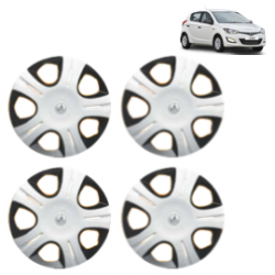 Premium Quality Car Full Wheel Cover Caps Clip Type 12 Inches (Pirus) (Double Colour Silver-Black) For i20