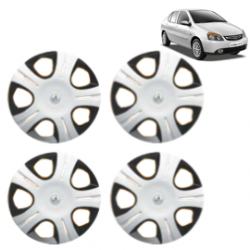 Premium Quality Car Full Wheel Cover Caps Clip Type 12 Inches (Pirus) (Double Colour Silver-Black) For Indigo New Model