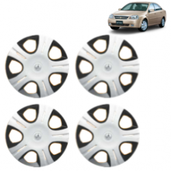 Premium Quality Car Full Wheel Cover Caps Clip Type 12 Inches (Pirus) (Double Colour Silver-Black) For Optra