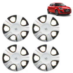 Premium Quality Car Full Wheel Cover Caps Clip Type 12 Inches (Pirus) (Double Colour Silver-Black) For Swift New