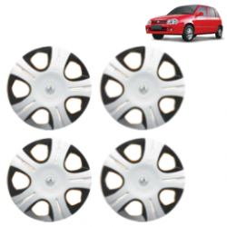 Premium Quality Car Full Wheel Cover Caps Clip Type 12 Inches (Pirus) (Double Colour Silver-Black) For Zen