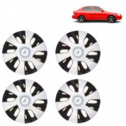 Premium Quality Car Full Wheel Cover Caps Clip Type 12 Inches (Power) (Double Colour Silver-Black) For Accent Viva