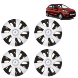 Premium Quality Car Full Wheel Cover Caps Clip Type 12 Inches (Power) (Double Colour Silver-Black) For Figo