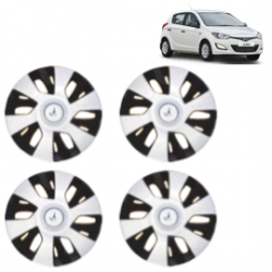 Premium Quality Car Full Wheel Cover Caps Clip Type 12 Inches (Power) (Double Colour Silver-Black) For i20