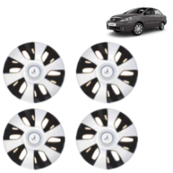 Premium Quality Car Full Wheel Cover Caps Clip Type 12 Inches (Power) (Double Colour Silver-Black) For Indigo Manza