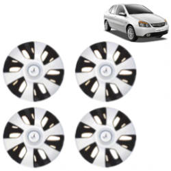 Premium Quality Car Full Wheel Cover Caps Clip Type 12 Inches (Power) (Double Colour Silver-Black) For Indigo New Model