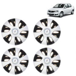 Premium Quality Car Full Wheel Cover Caps Clip Type 12 Inches (Power) (Double Colour Silver-Black) For Logan