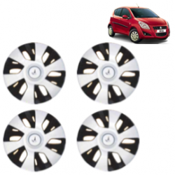 Premium Quality Car Full Wheel Cover Caps Clip Type 12 Inches (Power) (Double Colour Silver-Black) For Ritz