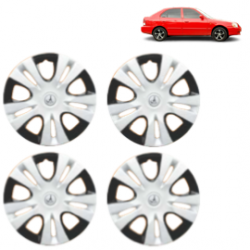 Premium Quality Car Full Wheel Cover Caps Clip Type 12 Inches (Puma D/C) (Double Colour Silver-Black) For Accent Viva