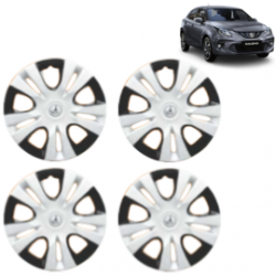 Premium Quality Car Full Wheel Cover Caps Clip Type 12 Inches (Puma D/C) (Double Colour Silver-Black) For Baleno New Model