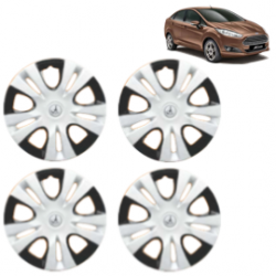 Premium Quality Car Full Wheel Cover Caps Clip Type 12 Inches (Puma D/C) (Double Colour Silver-Black) For Fiesta