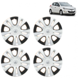 Premium Quality Car Full Wheel Cover Caps Clip Type 12 Inches (Puma D/C) (Double Colour Silver-Black) For i20