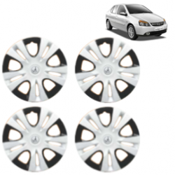 Premium Quality Car Full Wheel Cover Caps Clip Type 12 Inches (Puma D/C) (Double Colour Silver-Black) For Indigo New Model