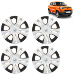 Premium Quality Car Full Wheel Cover Caps Clip Type 12 Inches (Puma D/C) (Double Colour Silver-Black) For S-Presso