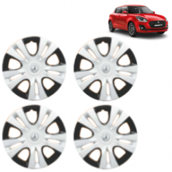 Premium Quality Car Full Wheel Cover Caps Clip Type 12 Inches (Puma D/C) (Double Colour Silver-Black) For Swift New